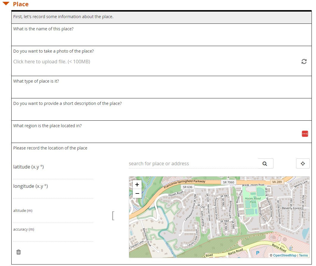 Now available: an ODK / KoboToolbox form to collect places and stories for Terrastories in the field